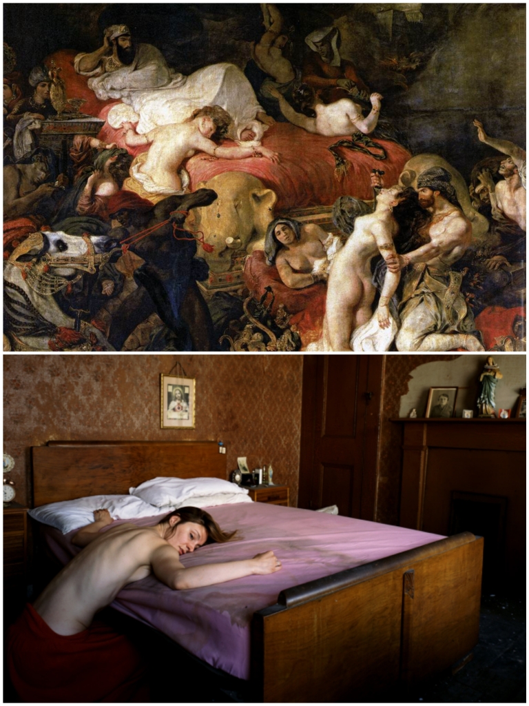 Delacroix, The Death of Sardanapalus, 1827; Hunter, Death of Coltelli, 2009_Collage